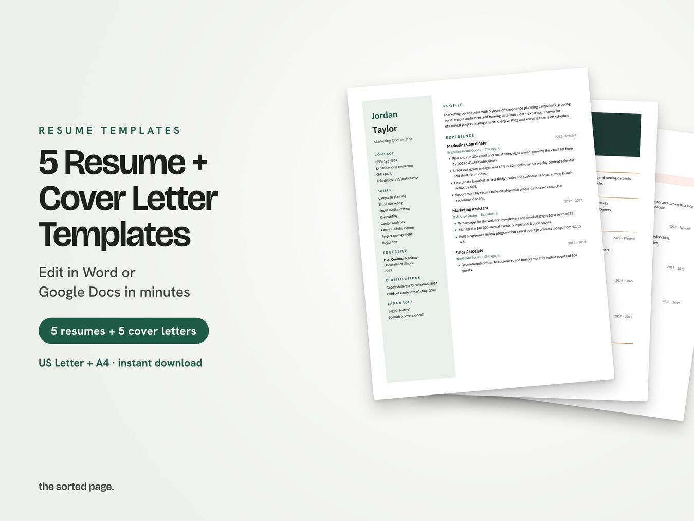 Resume and cover letter templates