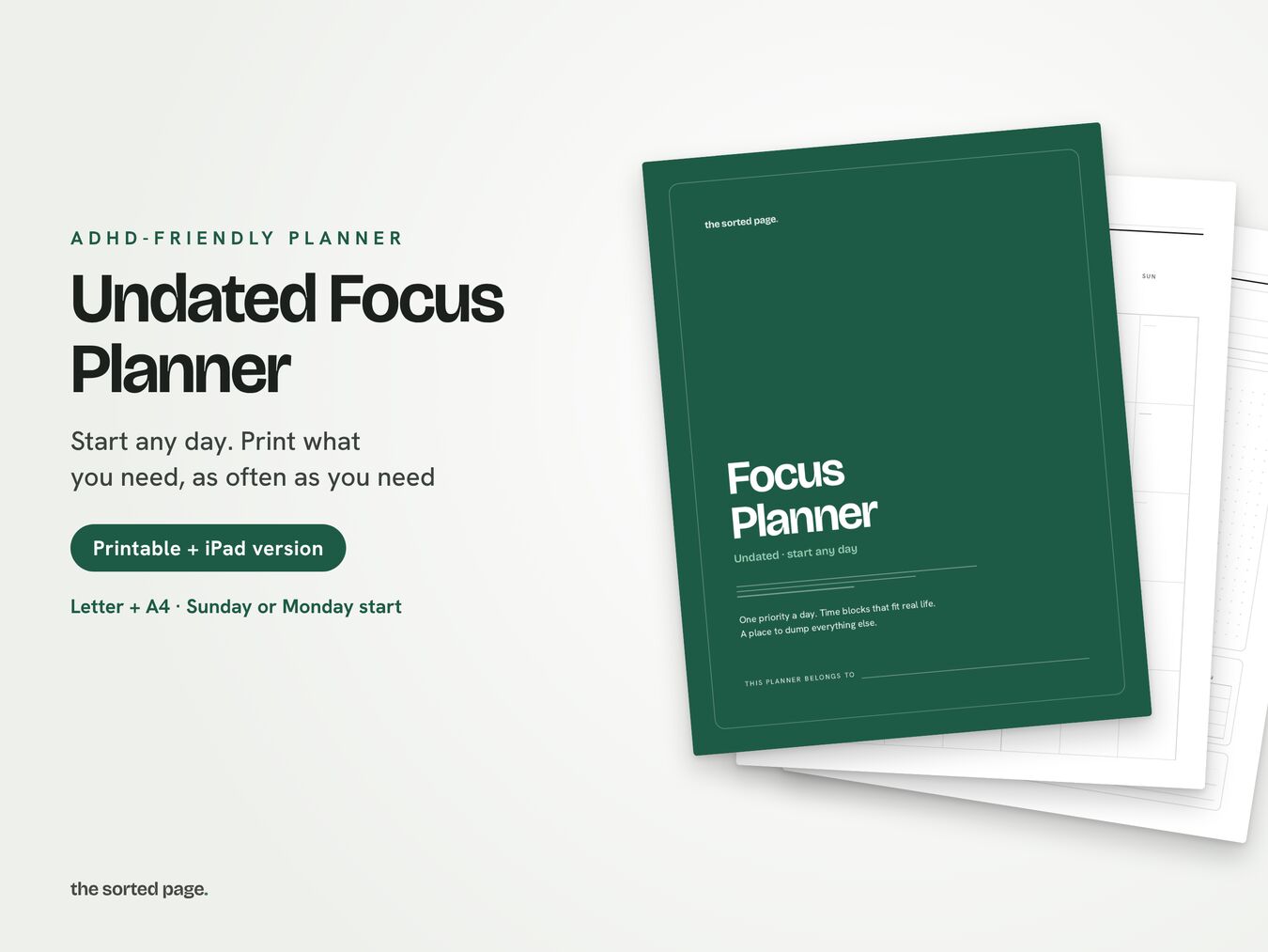 Undated Focus Planner cover and pages